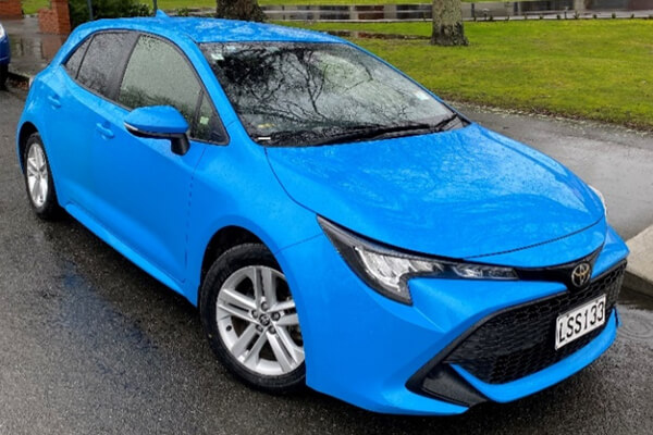 Bright blue zippy Toyota Corolla 