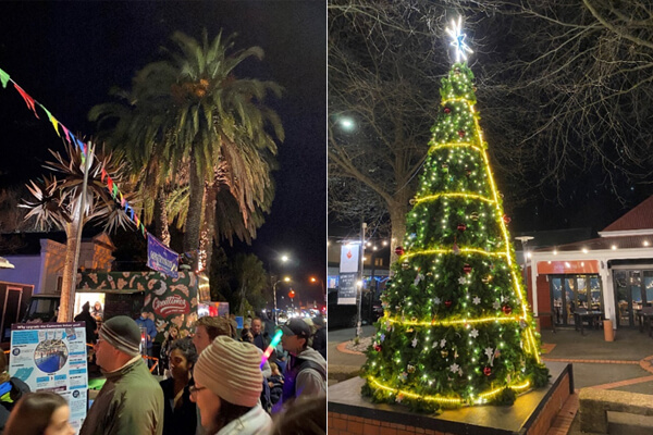 Christmas tree creating the festive atmosphere.