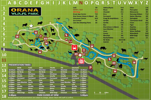 Map of Orana Wildlife Park.