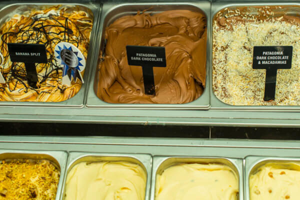 Amazing range of flavours of ice creams from Patagonia.